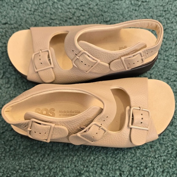 SAS Womens 7.5WW Relaxed Natural Leather Slingback Sandals Buckle Casual Comfort - Picture 3 of 10